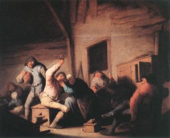 阿德裡安 敭斯 範 奧斯塔德 Carousing Peasants in a Tavern